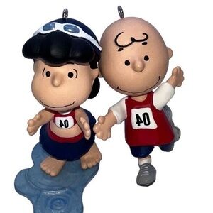 Hallmark Peanuts Charlie Brown and Lucy Ornament - Red and Blue